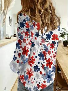 女士时尚印花休闲衬衫 - 彩色 - 查看 2