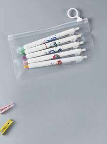 10Pcs/Set Transparent Stationery Bag File Bag Study Supplies Waterproof Exam Storage Desktop Organization Simple Solid Color Zipper Large Capacity Daily