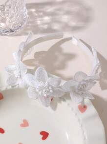 1pc/3pcs Girls Floral Faux Pearl Headband, Suitable For Daily Wear - Multicolor - View 6