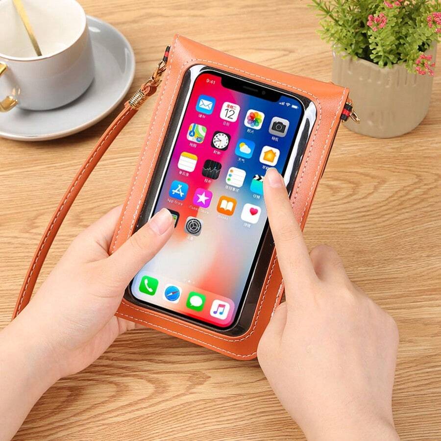 Vintage Minimalist Style Solid Color Shoulder Crossbody Bag Phone Pouch Coin Purse Mini Bag Wallet Purse Wallet Phone Bag