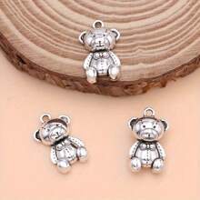 10 件镀银熊饰品吊坠适用于制作珠宝 DIY 项链手链耳环钥匙链配件 - Bear - 查看 1