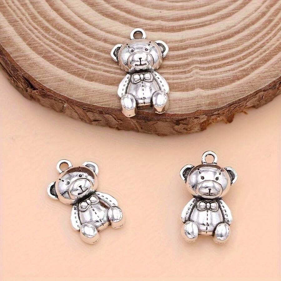 10 件镀银熊饰品吊坠适用于制作珠宝 DIY 项链手链耳环钥匙链配件 - Bear - 查看 1