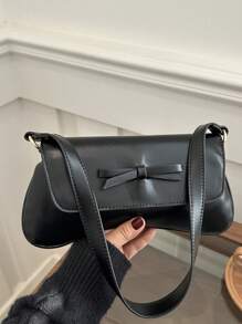 Retro Bowknot Decoration Flap Armpit Bag Asymmetric And Simple Shoulder Bag, Suitable For Shopping, Wallets, Shopping, Young Women, College Students, Newcomers, White-Collar Workers. They Are Very Suitable For Offices, Universities, Work, Business, Commuting, Outdoor Activities, Travel, And Outings