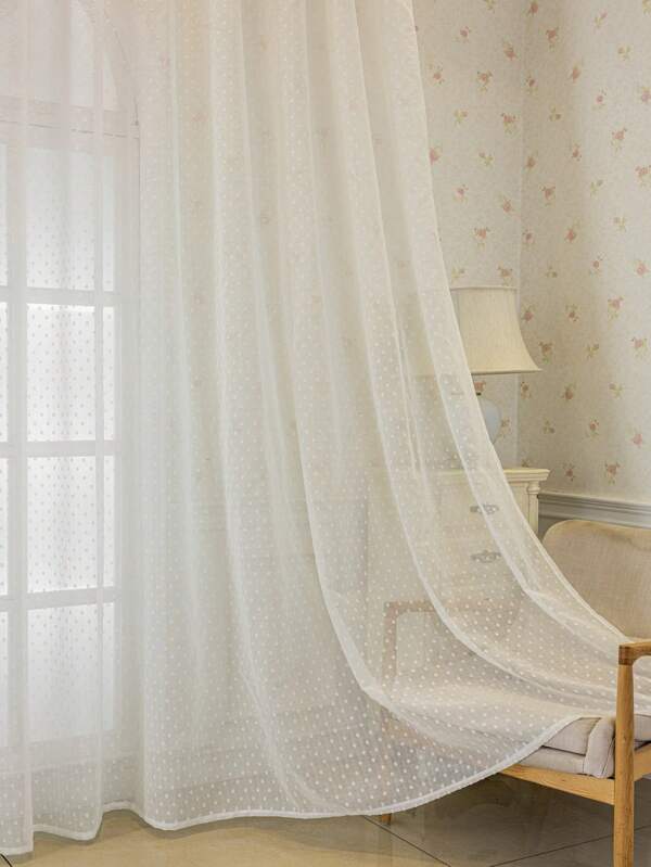 1 pieza Cortina de velo transparente minimalista con mini puntos en 3D