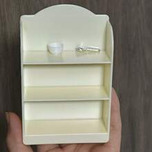 Casa de muñecas, miniatura de casa de juguete de color crema, estantería de 3 niveles, perfecta para decorar miniaturas de habitaciones y regalos, ideal para coleccionistas de 14 años en adelante - Beis - Ver 5