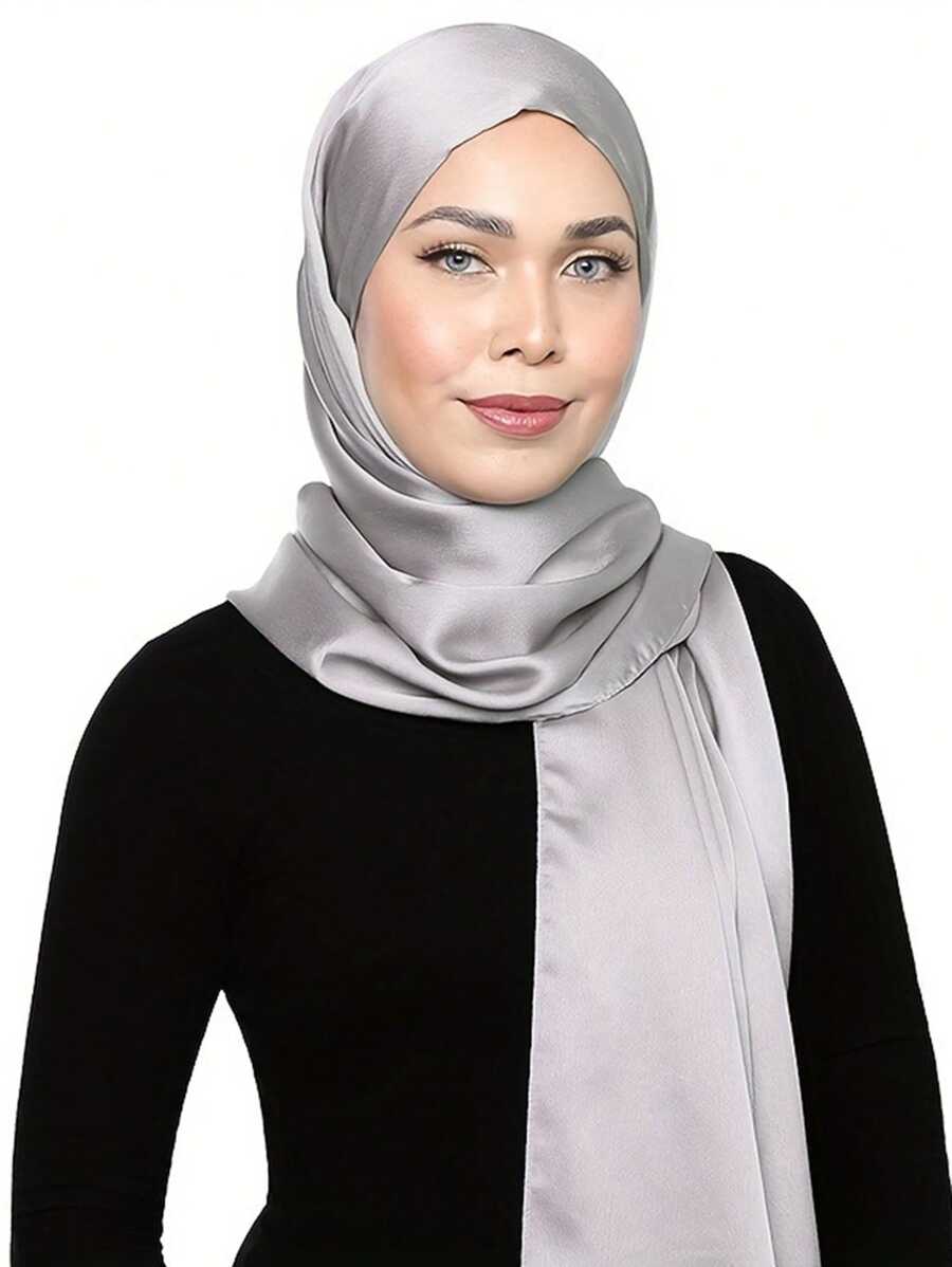 1 Stück natürliche Satin einfarbig Kopftuch Satin Hijab Frauen Kopf wickeln