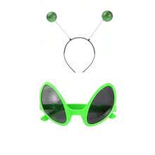 1 Set de 2 piezas Diadema de Alien, Gafas Divertidas de Alien Plateadas y Verdes, Pinzas para el Cabello de Alien de Marte, Regalo de Navidad/Decoración Navideña