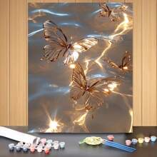 DIY Adult Acrylic Paint By Number Oil Painting Kit - Frameless Modern Abstract Floral Design, Come With Paint And Brushes, Perfect Craft For Beginner To Relieve Stress, Ideal Home Decor And Unique Gift
