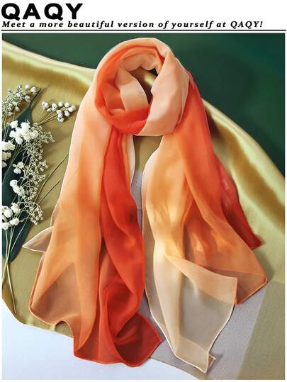 Arave 1pc New Elegant Ombre Chiffon Lightweight Breathable Sun Protection Scarf, High-Quality Shawl Headscarf Suitable For Everyday, Parties, Outings, Travel, Photo Shoots, Fashion Accessories, Spring/Summer For Dress