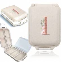 Feuchtigkeitsgeschützter Reise-Pillenorganizer mit 8 Fächern, Pillendose für Tasche/Handtasche, täglicher Pillenhalter, rosé-goldene personalisierte Buchstaben, tragbare unabhängige kleine Fach-Pillenbox, Aufbewahrungsbehälter für Medizin und Vitamine - Beige - Übersicht 23