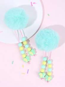 2pcs Toddler Hairball Hair Clips With Tassel,Soft And Cute Hairpins Hair Bows,Exquisite Hair Accessories For Daily Decoration(No Card)