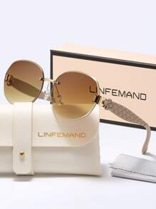LINFEMAND Oval Decoration Elegant Flower Accent Fashion Fashion Glasses For Women, Suitable For Beach Party, Ballroom, Street Photography, Holiday Gift For Summer Beach Vacation,Outdoor,Travel Shades Temple Decoration Elegant Style Oversized Butterfly Frame - Multicolor - View 10