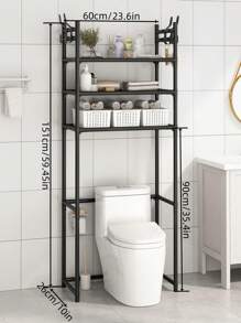 1pc Bathroom Toilet/Washing Machine Storage Shelf, Floor-To-Ceiling Detachable Upgraded Storage Shelf, Improve Bathroom/Toilet/Balcony/Laundry Room Storage Space, Maximum Load 20kg Home Bathroom Decor Bathroom Organizer Summer