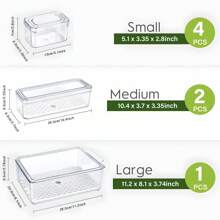 THELIFE 14/7 Stücke stapelbare Aufbewahrungsbehälter-Set für den Kühlschrank, mehrstufige Kühlschrankaufbewahrungsboxen mit Deckel und Abtropfplatte für Obst, Gemüse, Snacks, geeignet für Kühlschrank, Schränke & Schubladen, tolles Geschenk