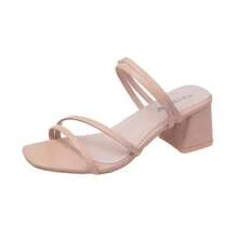 Sandalias de mujer con tacón cuadrado, elegantes pantuflas de verano, sandalias con cordones cruzados para mujer, sandalias de moda 2023