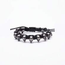 1pc Punk Dark Alloy Dragon Bone Braided Adjustable Bracelet For Men - Multicolor - View 15