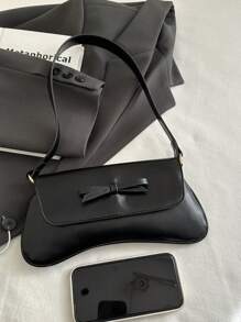 Retro Bowknot Decoration Flap Armpit Bag Asymmetric And Simple Shoulder Bag, Suitable For Shopping, Wallets, Shopping, Young Women, College Students, Newcomers, White-Collar Workers. They Are Very Suitable For Offices, Universities, Work, Business, Commuting, Outdoor Activities, Travel, And Outings
