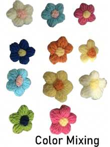 5 pièces de fleurs en crochet bouffantes finies à la main, matériel de transformation de miroir, fleurs décoratives pour miroir pied-de-biche, décoration de cadre de miroir au sol créative faite à la main, purement tricotées à la main, convient pour les vêtements, les parapluies, les rideaux, les patchs de tuyaux de climatiseur et l'embellissement