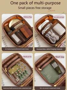 1pc Cosmetic Bag Women's Portable Large-Capacity Storage Bag 2024 New High-End Business Trip Skin Care Product Toiletry Bag Box Travel Essentials Holiday Essentials