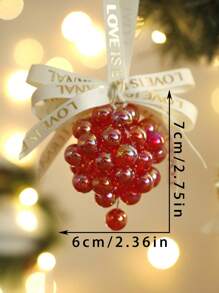 1pc Spring Grape Hanging Decoration,Bead Ornament With Love Ribbon, Perfect For Mother's Day, Seasonal Home Decor Gifts Birthday Graduation