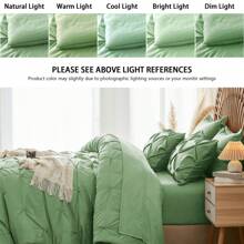 5/7pcs Bed In A Bag Luxurious Comforter Sets, All Season Bedding Sets With 1 Quilt, 1/2 PillowShams, Flat Sheet, Fitted Sheet, 1/2 Pillowcases, Burnt Orange, Green, Yellow, Easy Care, Machine Washable, Valentine'S Day Gift, For Boys And Girls - 綠色-74 - 查看 3