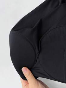 XLLAIS Sexy Big Backless Top With Strapless Breast Pads Crew Neck Long Sleeve Slim Fit Workout T Shirt