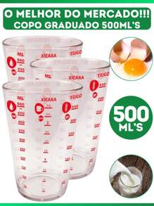 Copo De Plastico Graduado Cozinha Dosador Receitas 500ml - Transparente - Visão 6