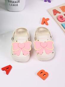 New Style Girls Hollow Out Flats Non-Slip Versatile Clogs, Bow Decor Cute Beach Sandals For Summer, Suitable For Kids & Teens - Beige - View 2