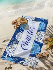 1 st gepersonaliseerde tekst aangepaste strandhanddoek, blad bedrukt strandhanddoek, super absorberende zwemhanddoek, comfortabele strandhanddoek, modieuze zwembadhanddoek, delicate yogamat, strandaccessoires, essentieel cadeau voor de feestdagen, meerdere maatopties, geschikt voor zwemmen, kamperen en reizen zomer, vakantie