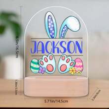 Personalized Easter Bunny Night Light - Custom Name LED Acrylic Rabbit Eggs Night Lamp, Perfect Gift For Easter, Unique Room Decor, Fun And Adorable Nightlight Gifts Birthday Graduation