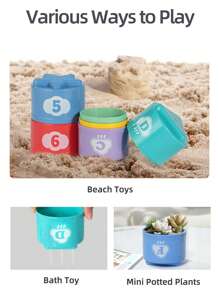 9pcs/Set Teddy Bear Stacking Cups/6pcs Set Stacking Cups Children Toys, Stacking Game Educational Toys, 3D Color Recognition Number Letter Matching Layer Nesting Cups Toys, For Beach, Bath, Christmas, Halloween, Easter Gifts (Random Color)