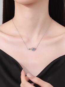 1pc Luxury & Elegant 925 Silver 1.1 Carat Moissanite Heart Necklace, Suitable For Women Daily Wear, Party, Holiday, Valentine's Day, Mother's Day, Birthday, New Year, Wedding, Bridesmaid Gift, Wedding Anniversary, Women Jewelry Gift