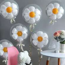10 件/套 24 英寸透明 Pom Pom 雏菊装饰套装，适用于生日派对、婚礼、夏日派对、周年纪念、毕业庆典 - 彩色 - 查看 2