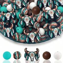 25/40/60pcs Royal Highland Cow Silicone Bead Kit, Suitable For DIY Crafts, Bracelets, Keychains And Jewelry Making - Silicone Material, Assorted Shapes And Sizes, Fashionable Animal Designs, Versatile Craft Kit - Retro Bull Head Set - View 11