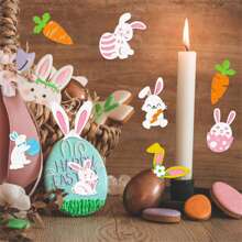 Adornos de escritorio de Pascua, huevos de Pascua de fieltro decorativos, conejitos de Pascua, zanahorias, adornos navideños para el hogar. - vistoso - Ver 5