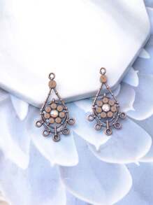 12 قطعة/مجموعة من سبائك الزنك بتصميم برونزي قديم مزينة بريش أكريليك على شكل تعليقات، مثالية لصنع القلائد والأقراط كإكسسوار مجوهرات زفاف أو خطوبة