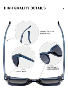1 Pair Unisex Square Frame Casual Versatile Tinted Transparent Blue Decor Eyeglasses, Suitable For Everyday Use