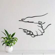 1 Pc Unique Hand-In-Hand Metal Wall Art - Minimalist Design For Dog Lovers - Decorative Art For Living Room, Hand-In-Hand Dog Lover Art