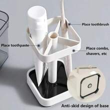 Portaspazzolino con bicchiere, adatto per spazzolini da denti standard, può contenere dentifricio, portaspazzolino e dentifricio a 3 scomparti, ideale per spazzolino elettrico, filo interdentale, rasoio, decorazione da bagno, decorazione autunnale, ritorno a scuola