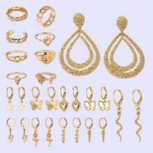 28pcs/Set Fashionable & Elegant Assorted Shaped Earrings