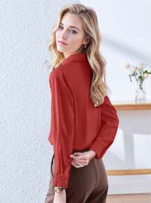 2025 New Arrival Women Fashionable White Casual Long Sleeve Blouse, Chic And Beautiful For Spring & Autumn