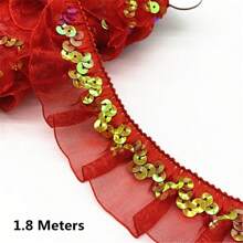 1 卷弹性亮片薄纱丝带，适用于 DIY、缝纫工艺品、包包、衣服、连衣裙、服装装饰 - 彩色 - 查看 16