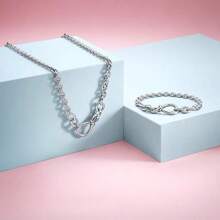 New Design Figure-Eight Flower Symbol Snake Bone Bracelet, Suitable For 925 Sterling Silver DIY Bangle, Fashionable Jewelry For Women, Birthday And Wedding - Silver - View 6