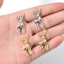 10pcs Vintage Plated Alloy Christmas Accessories Animal Pendant, Deer & Reindeer Charms For DIY Jewelry Making, Keychain, Earring, Bracelet, Necklace - Elk Pendant - View 9