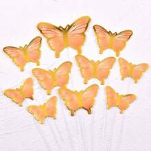 40Pcs Butterfly Cupcake Topper Pink Purple Gold, Lively 3D Butterflies For Cake Decor Birthday Anniversary Wedding Women Party Wall Food Decorations,Mixed Size