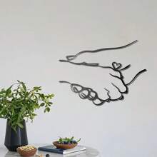 1 Pc Unique Hand-In-Hand Metal Wall Art - Minimalist Design For Dog Lovers - Decorative Art For Living Room, Hand-In-Hand Dog Lover Art