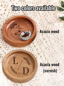 1/2Pcs Personalized Name Wooden Ring Plates, Custom Jewelry Boxes, Customized Engagement Gifts, Customizable First Marriage Ring Plates, Bride And Groom Gifts, Bride Proposal Gifts, Bride Showers, Anniversary Gifts, Personalized Ring Plates
