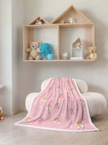 1pc Soft Cozy Plush Strawberry Rainbow Print Fleece Blanket, Suitable For Sofa, Bed, TV, Office, Home, Camping, Travel, Holiday, All Season Gift - Multicolor - View 9