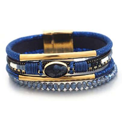 1 pieza Brazalete de mujer azul con tubo de cobre y circonita, regalo ideal para el Día de la Madre