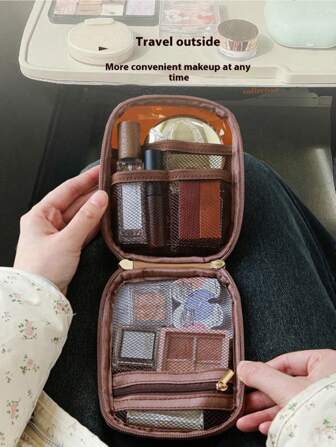 1 pieza Bolsa de cosméticos Bolsa de almacenamiento de gran capacidad portátil para mujer 2024 Nueva bolsa de aseo de alta gama para viajes de negocios, productos de cuidado de la piel, artículos de viaje esenciales, regalos para mujeres, regalos de Navidad, ideas de regalo para mujeres